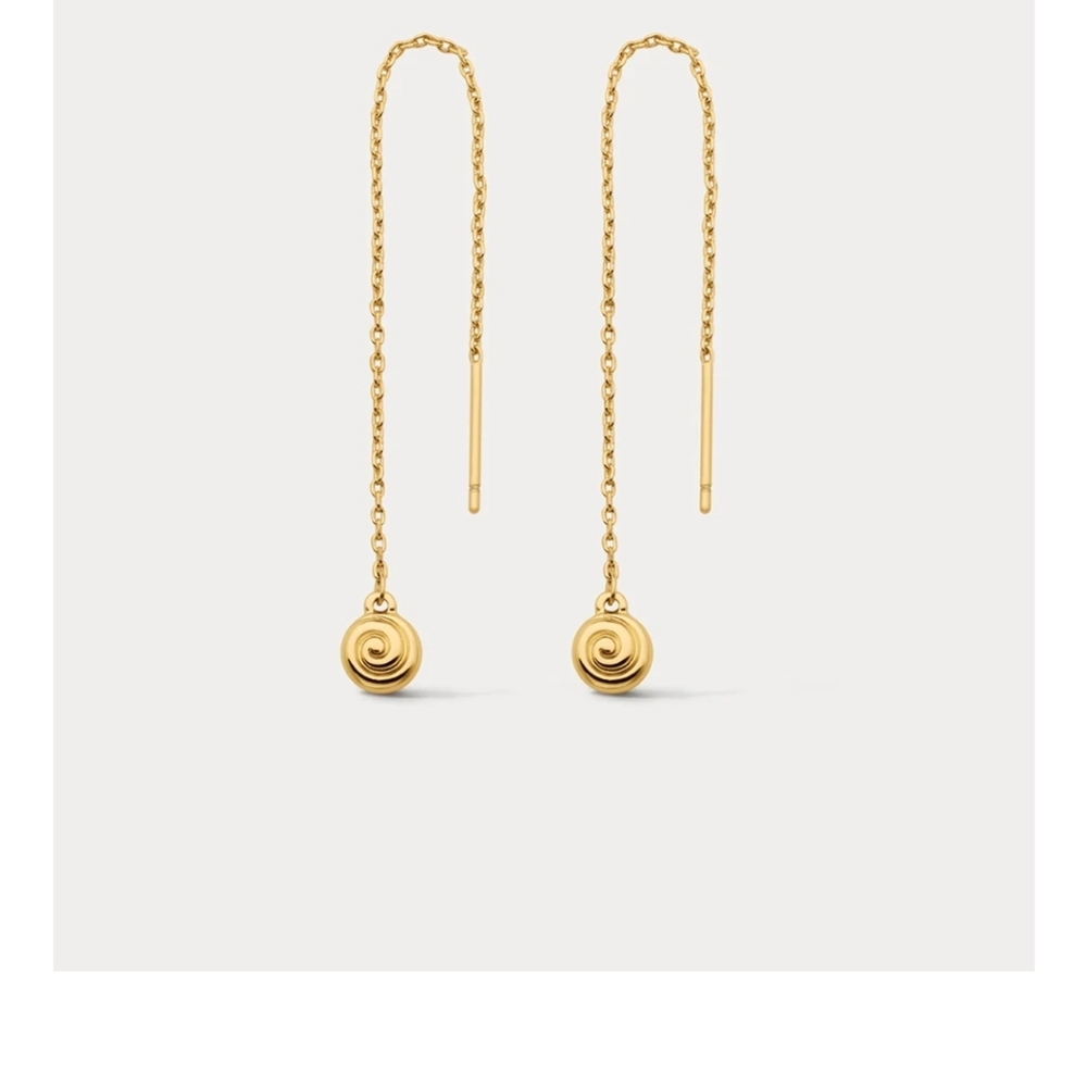LUV AJ Gold Shell Threader Earrings NEW